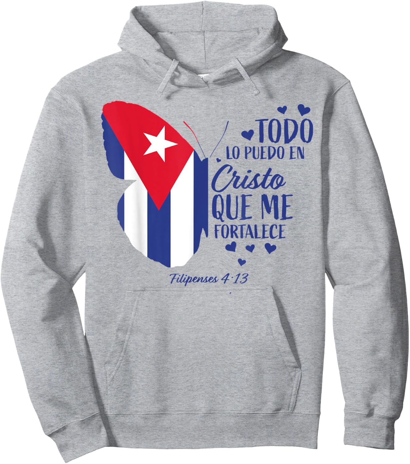 Regalos Cristianos Mujeres Mariposa Cristo Bandera Cubana Hoodie - Hoodie | Ash
