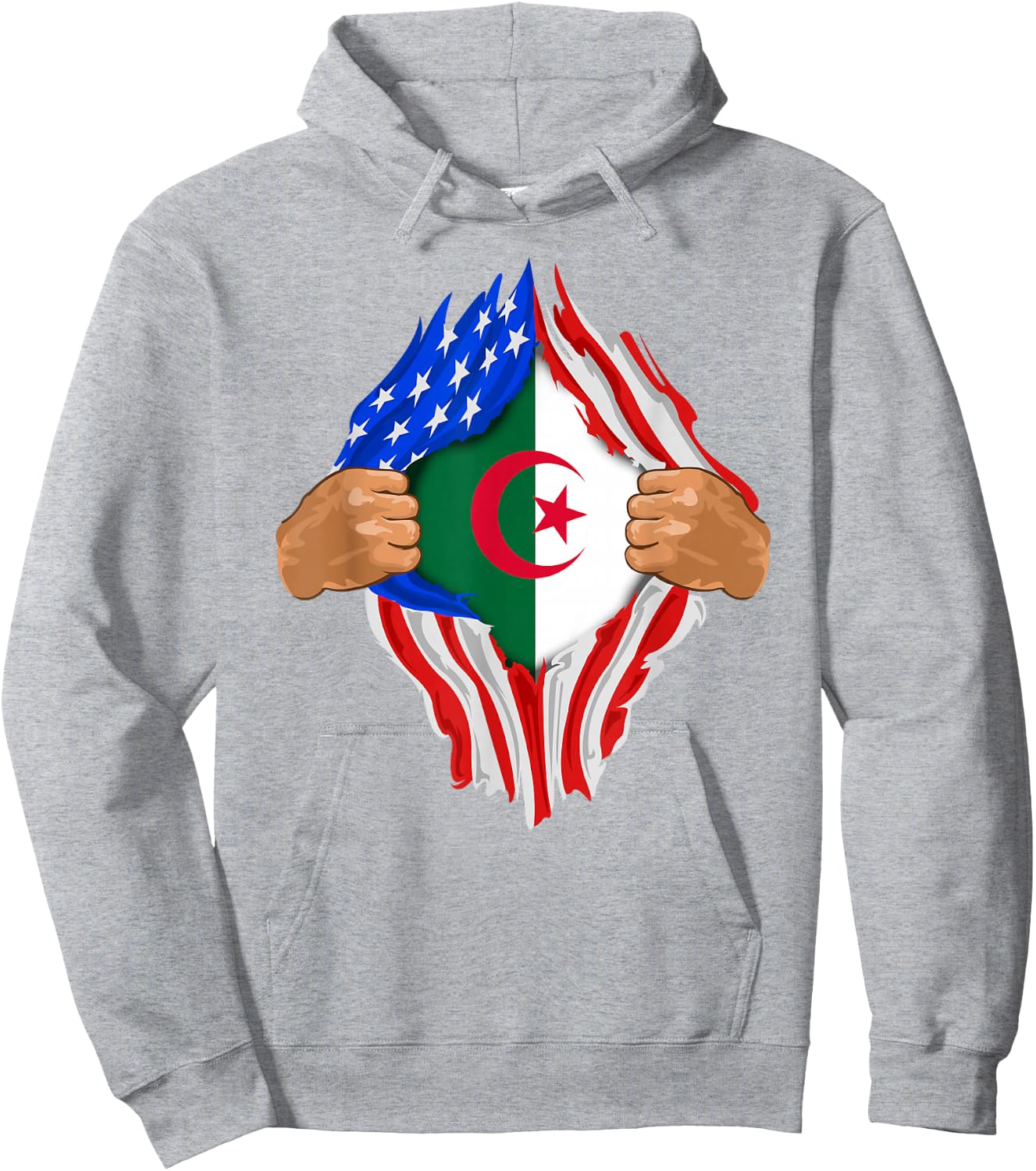 Algerian Blood Inside Me | Algeria Flag Gift Hoodie - Hoodie | Ash