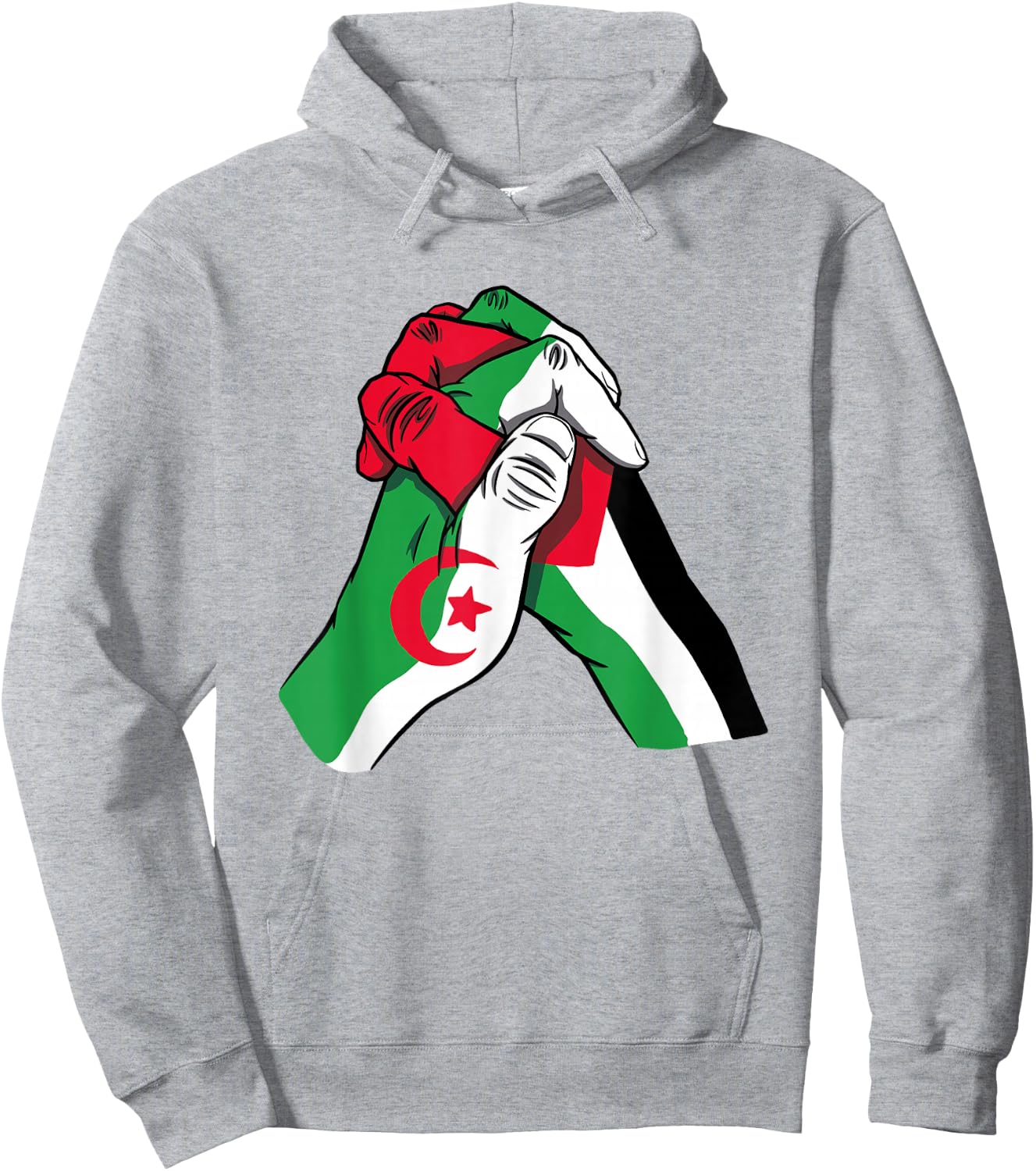 Algeria and Palestine Hands in unity Solidarity Friendship Hoodie - Hoodie | Ash