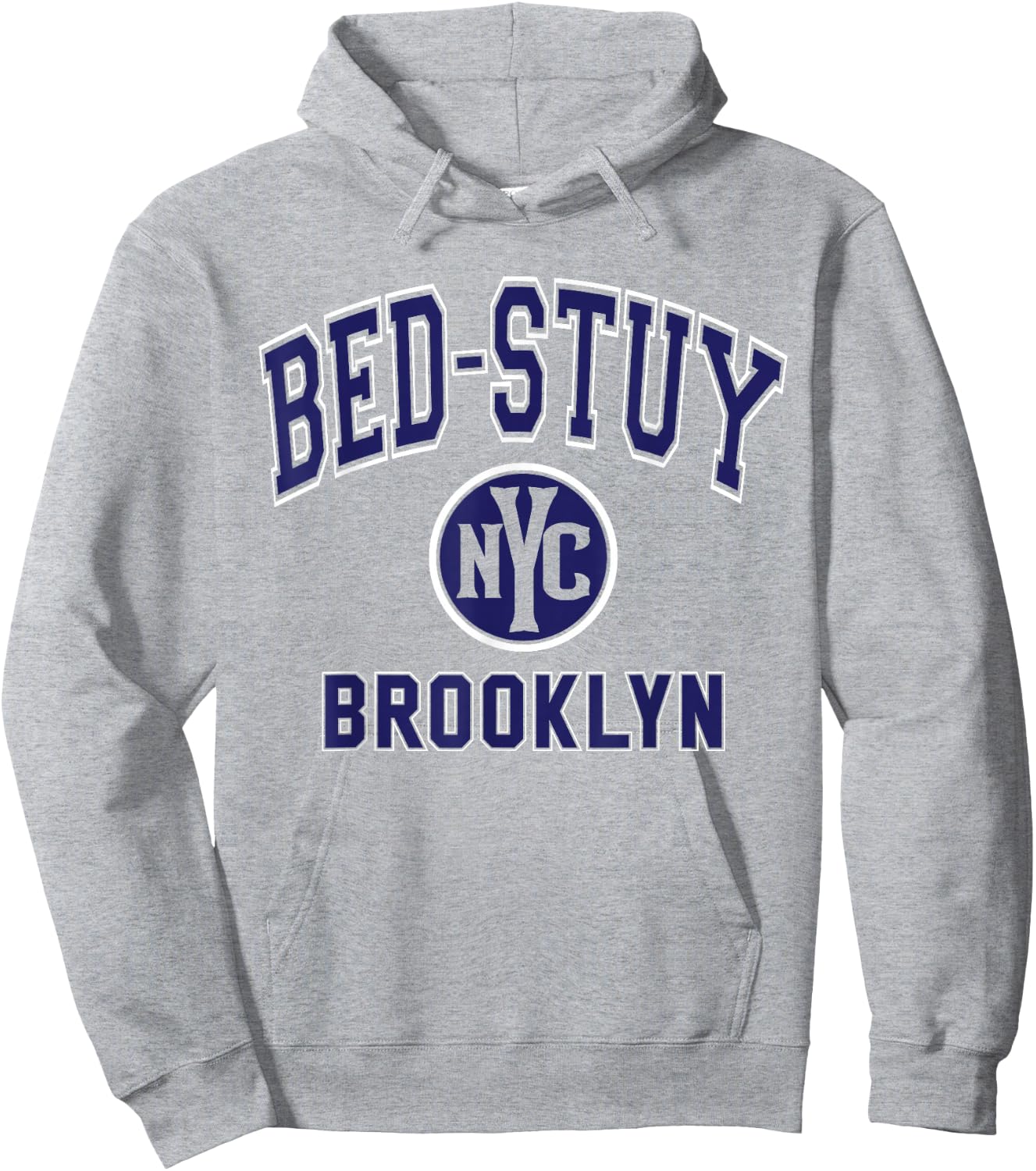 Bed-Stuy Brooklyn Text NYC Circle Dark Blue Print Hoodie - Hoodie | Ash