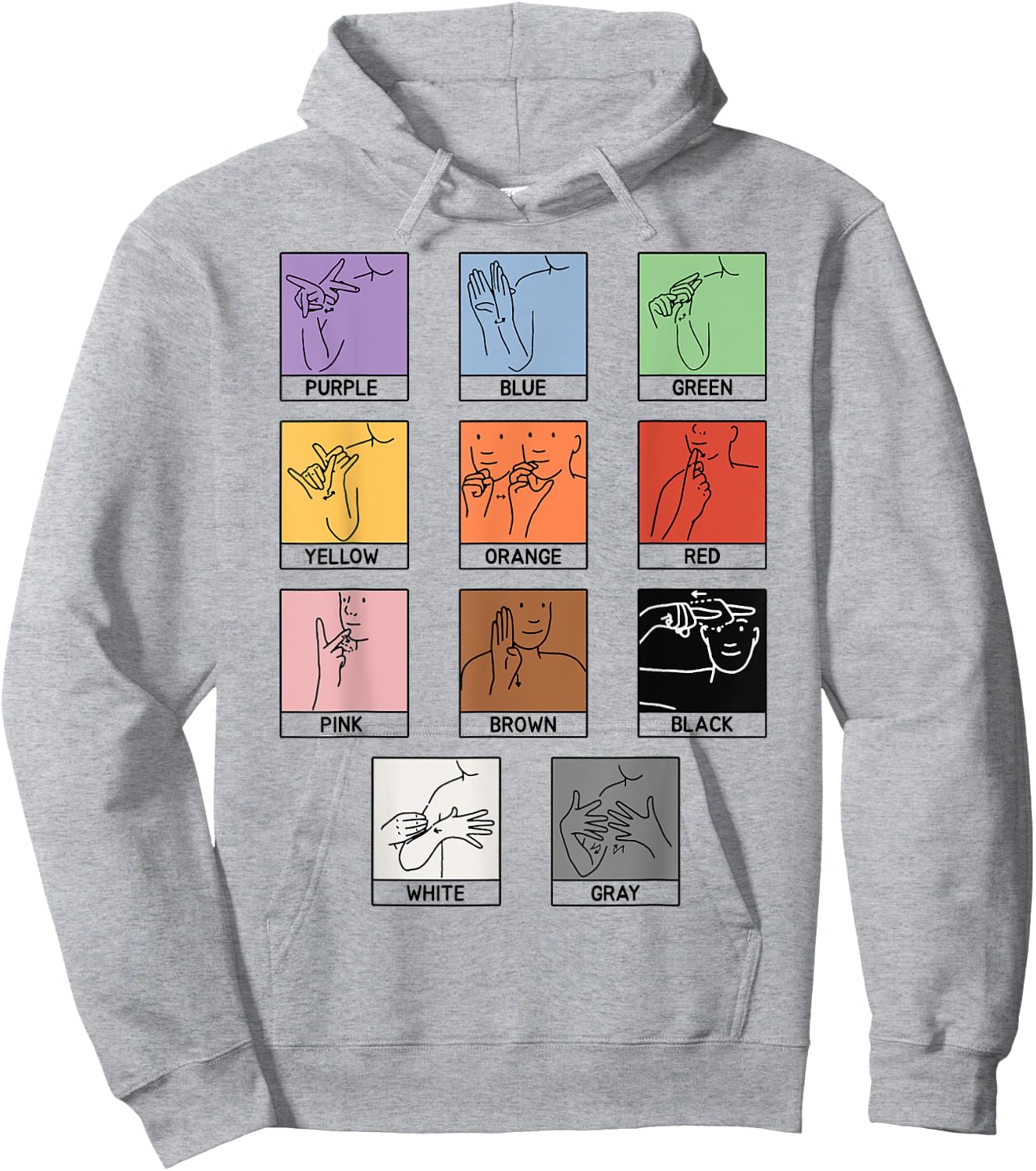 Colors ASL Sign Language Deaf Sign Language Simple Asl Hoodie - Hoodie | Ash