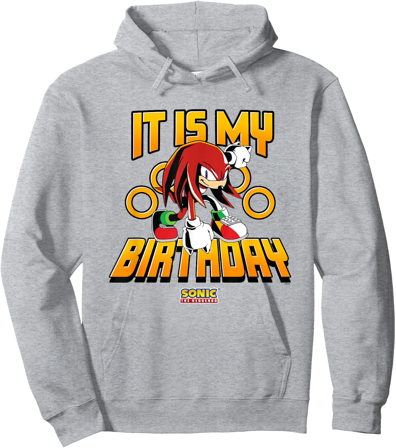 Sonic The Hedgehog Birthday It Is My Birthday Knuckles Logo Hoodie - Hoodie | Ash