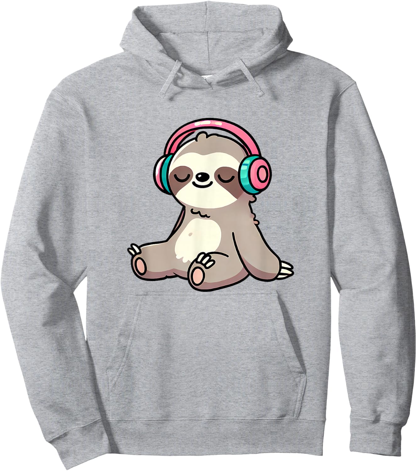 Sloth Listening To Music Cute Sloth And Music Lover Animal Hoodie - Hoodie | Ash