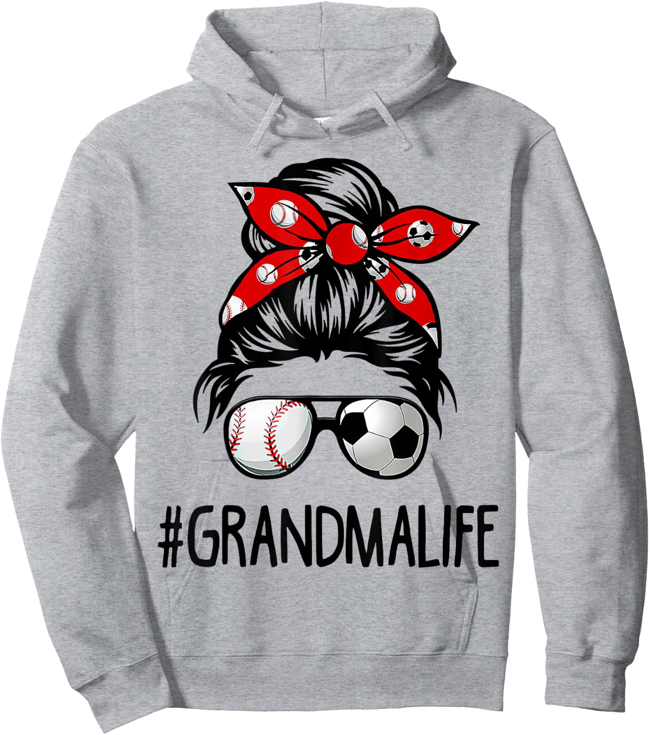 Classy Grandma Life Soccer Messy Bun Baseball Game Day Hoodie - Hoodie | Ash