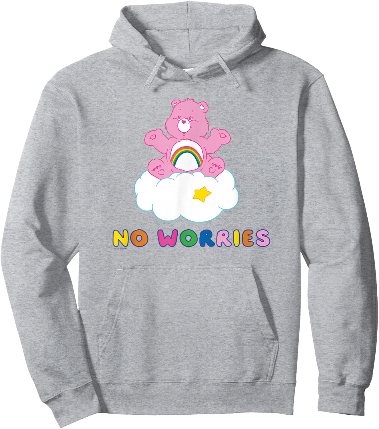 Care Bears Cheer Bear No Worries In the Clouds Rainbow Logo , grey, S Hoodie - Hoodie | Ash