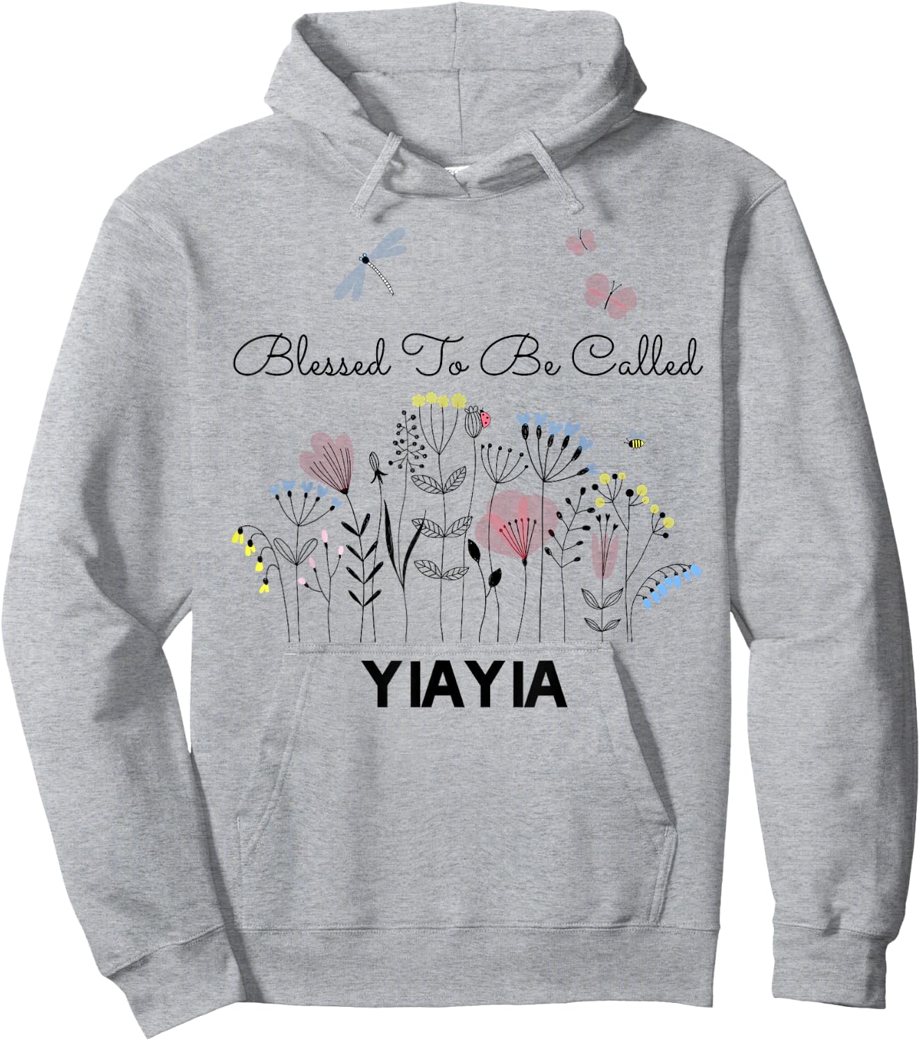 Blessed To Be Called YiaYia Floral Grandma Mom Gift Hoodie - Hoodie | Ash