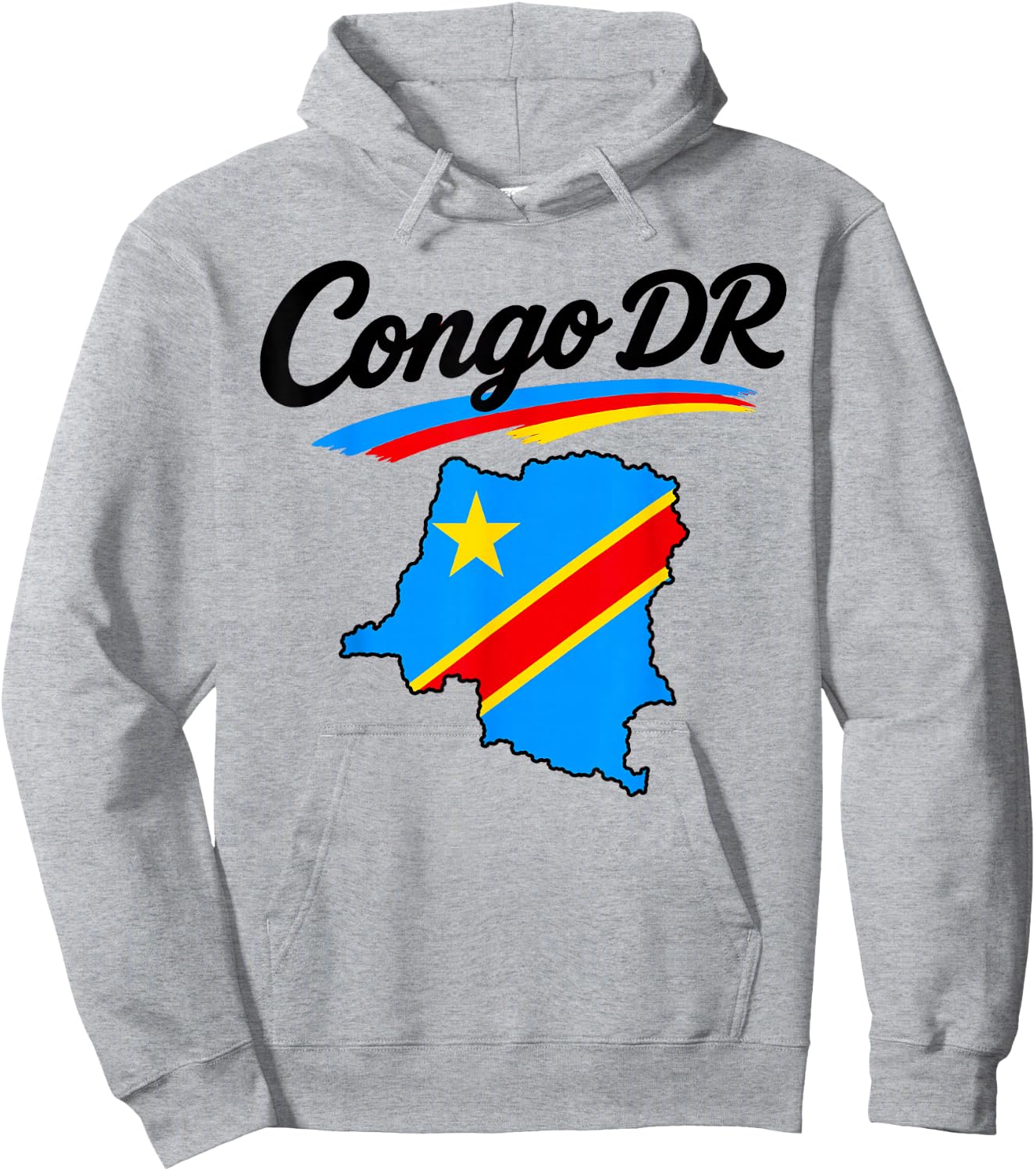 Congo DR Flag Map Script Athletic Men Women Youths Hoodie - Hoodie | Ash