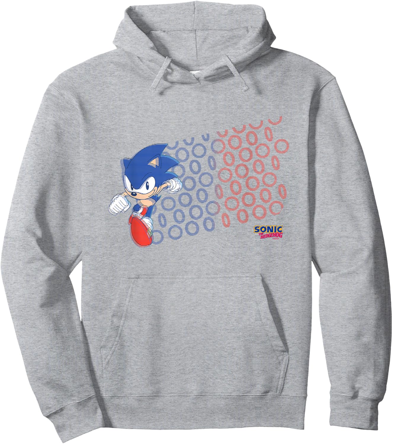 Sonic The Hedgehog Americana Red & Blue Rings Vintage Hoodie - Hoodie | Ash