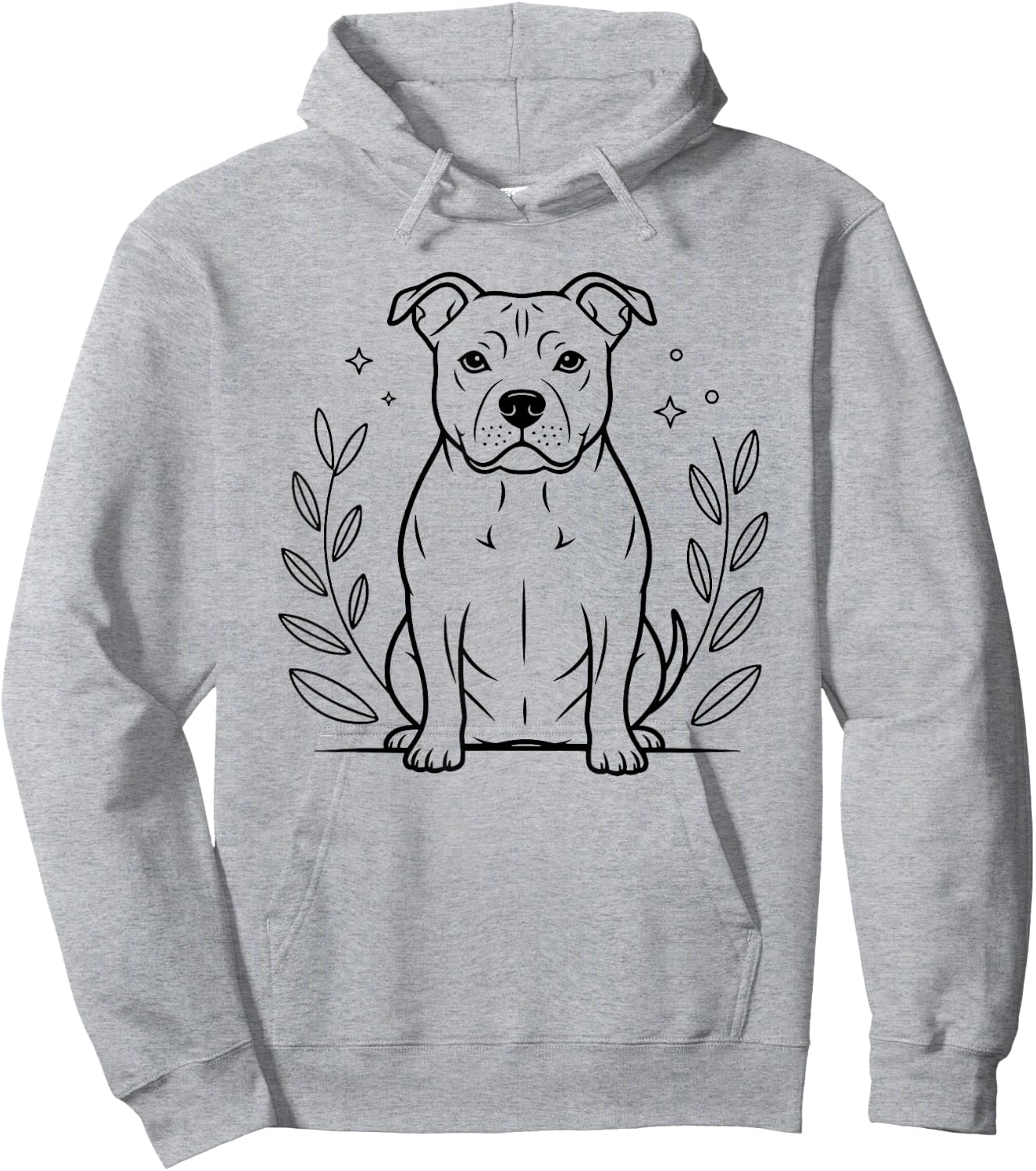 Line Art American Pit Bull Terrier Minimalist Pittie Hoodie - Hoodie | Ash
