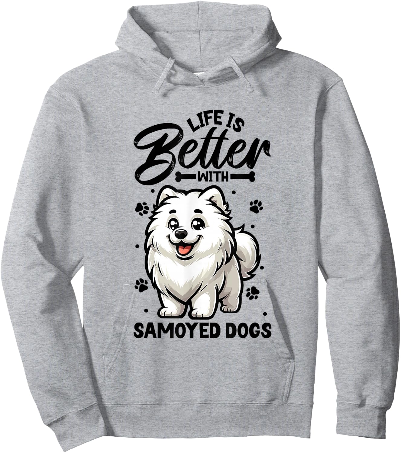 Best Life with Samoyed , White Hoodie - Hoodie | Ash