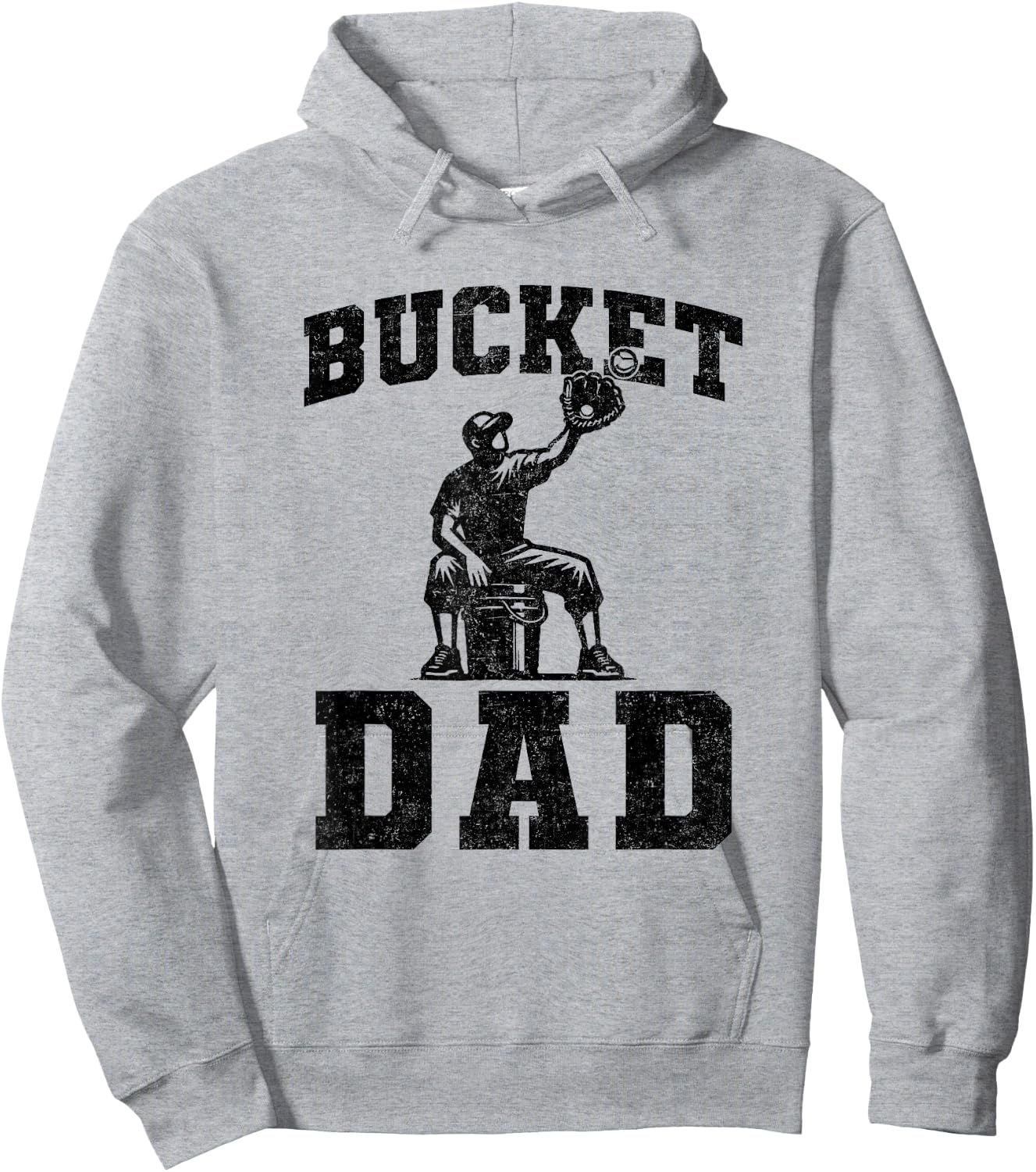 Bucket Dad Softball Dad Baseball Father's Coach Funny Hoodie - Hoodie | Ash