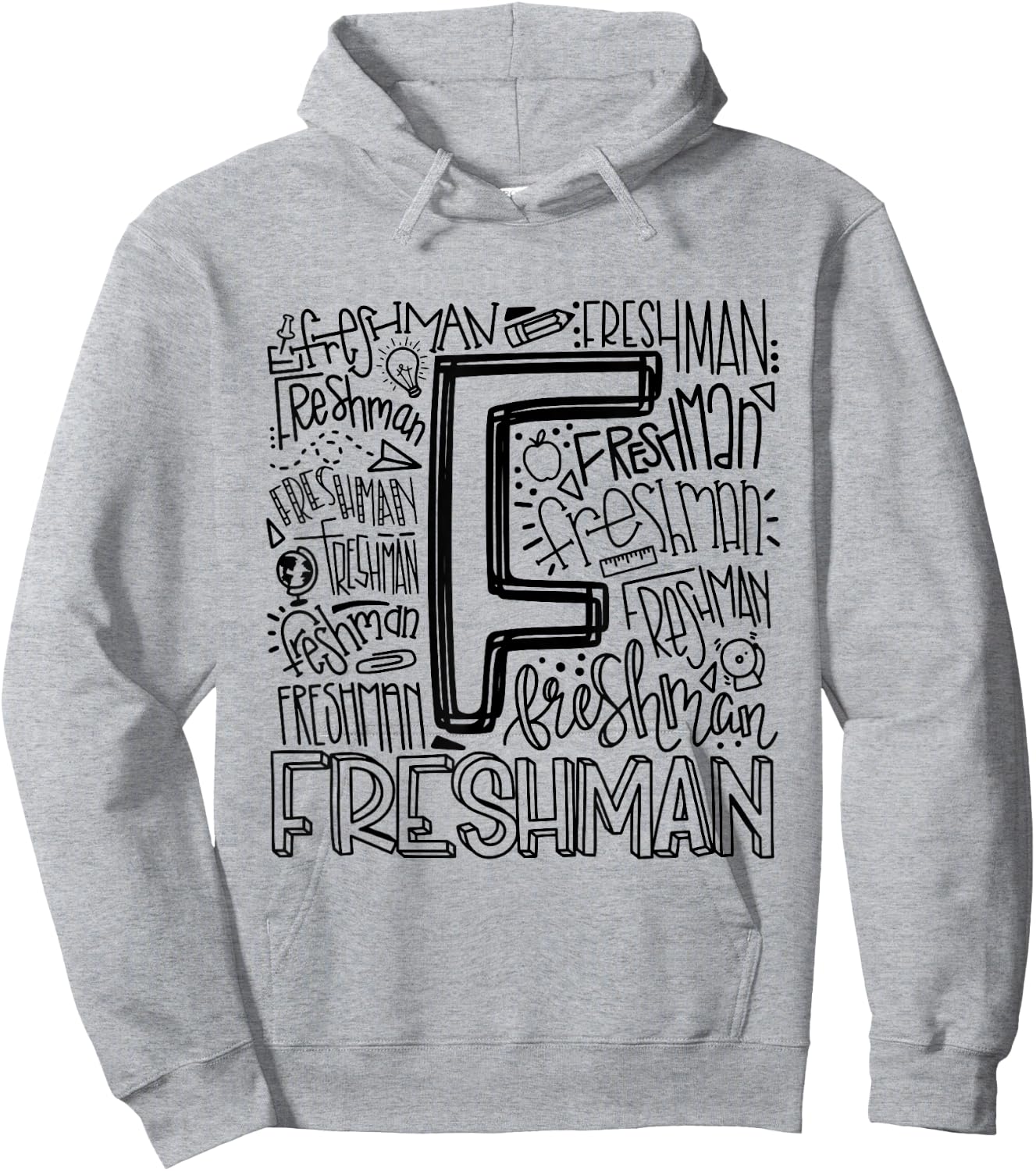 Freshman Ninth 9th Grade Typography Back To School Hoodie - Hoodie | Ash
