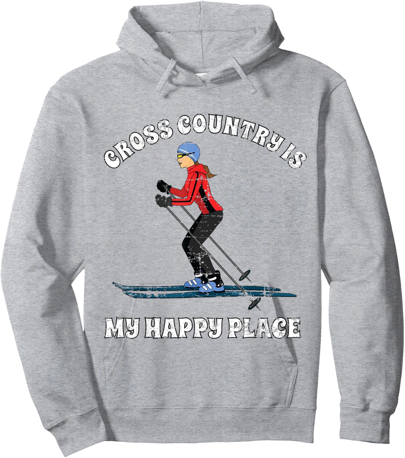 Cross Country is My Happy Place Ski Lovers T Shirt Hoodie - Hoodie | Ash