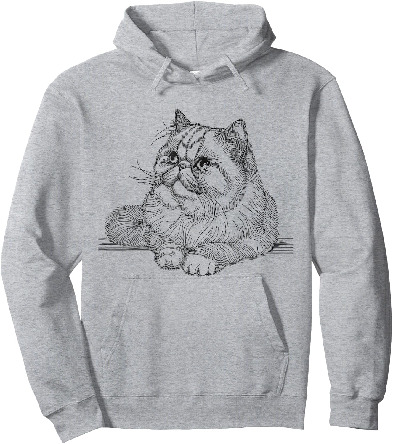 Exotic Shorthair Cat Line Art Design Women Girls Kids Hoodie - Hoodie | Ash