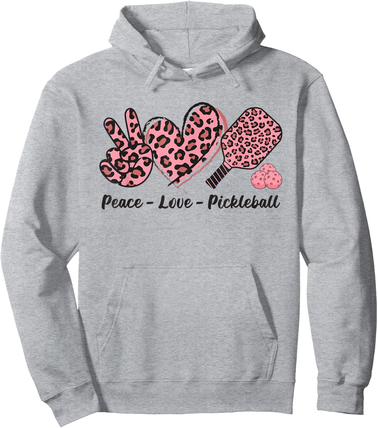 Peace Love Pickleball Ladies Cute Pickleball Player Hoodie - Hoodie | Ash
