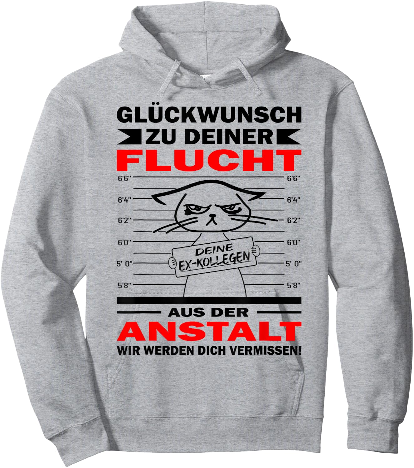 with German Text "Glückwunsch zu deiner Flucht | Zum Abschied Kolle", White Hoodie - Hoodie | Ash