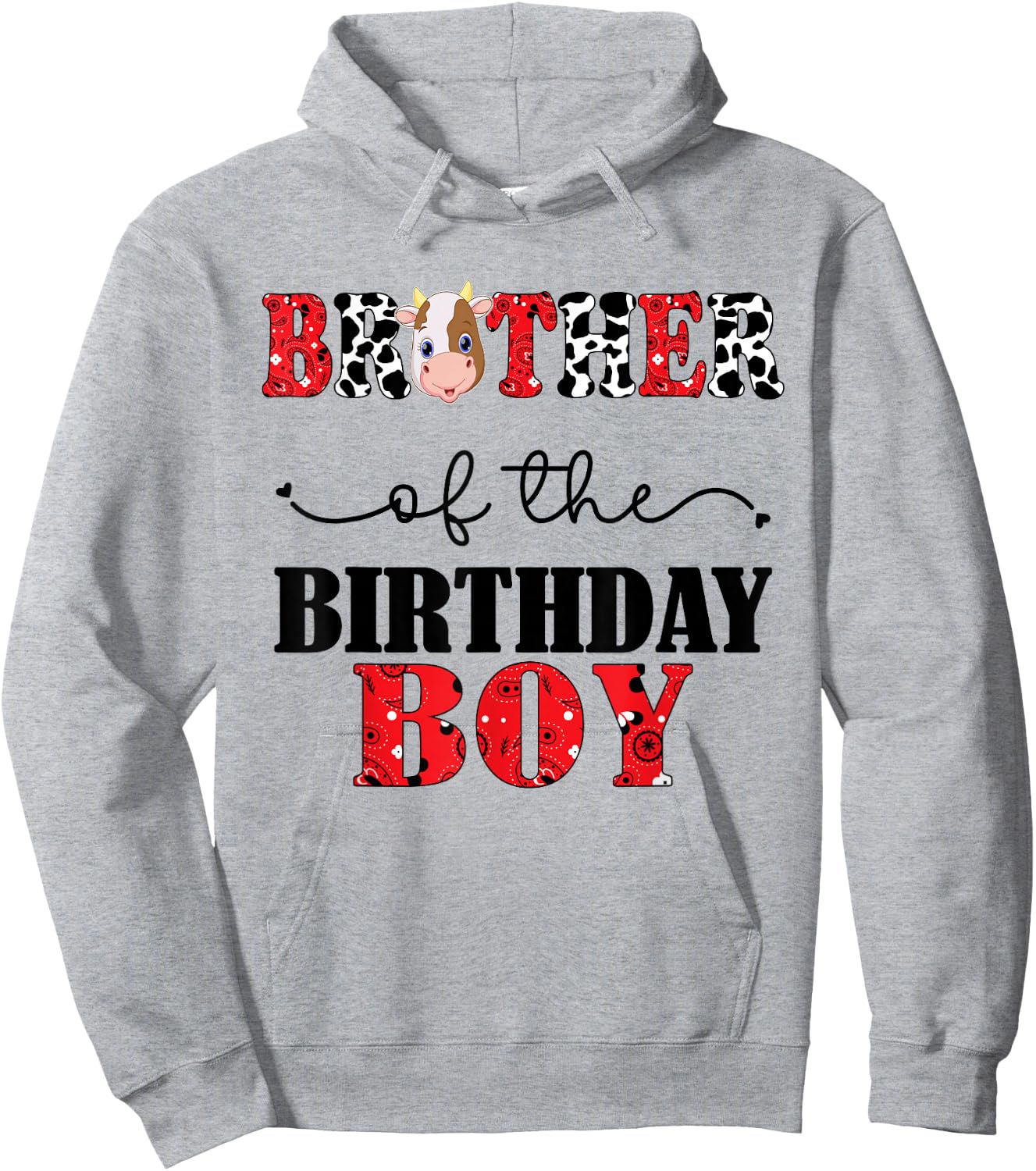 Brother of The Birthday For Boy Cow Farm 1st Birthday Cow Hoodie - Hoodie | Ash