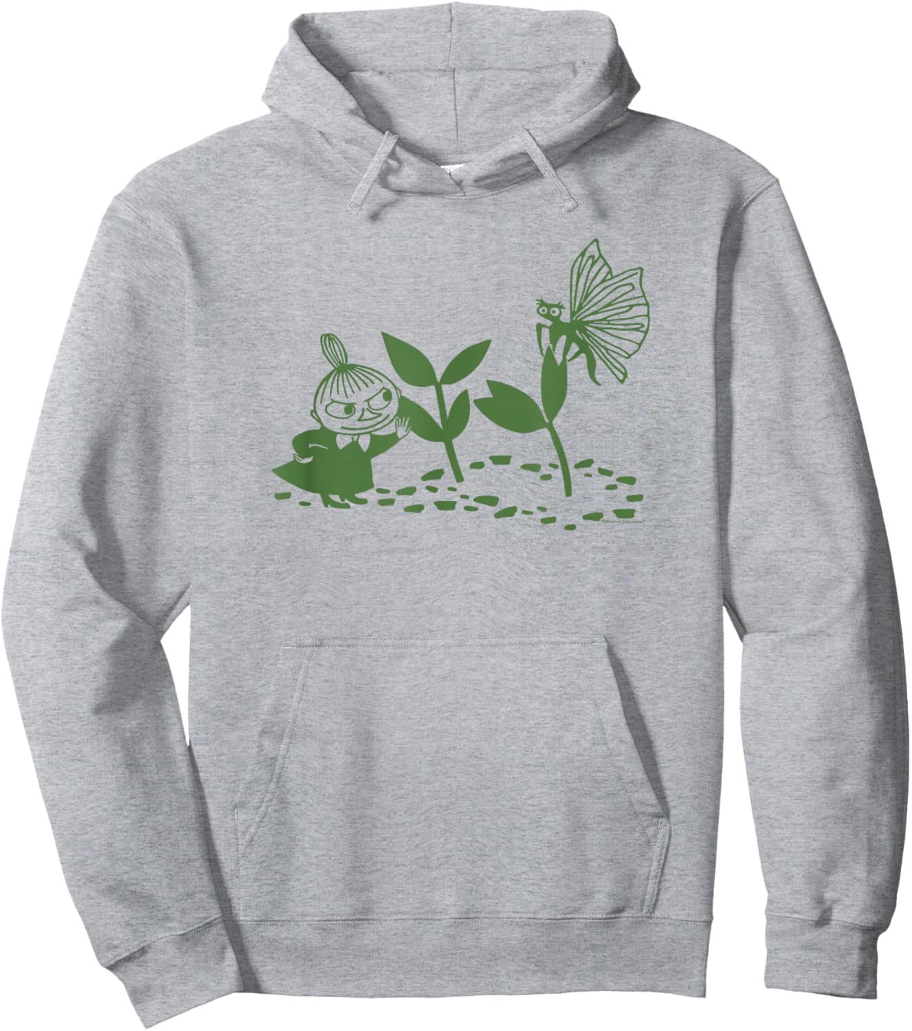 Moomin Little My Nature Scene Green Print , White Hoodie - Hoodie | Ash