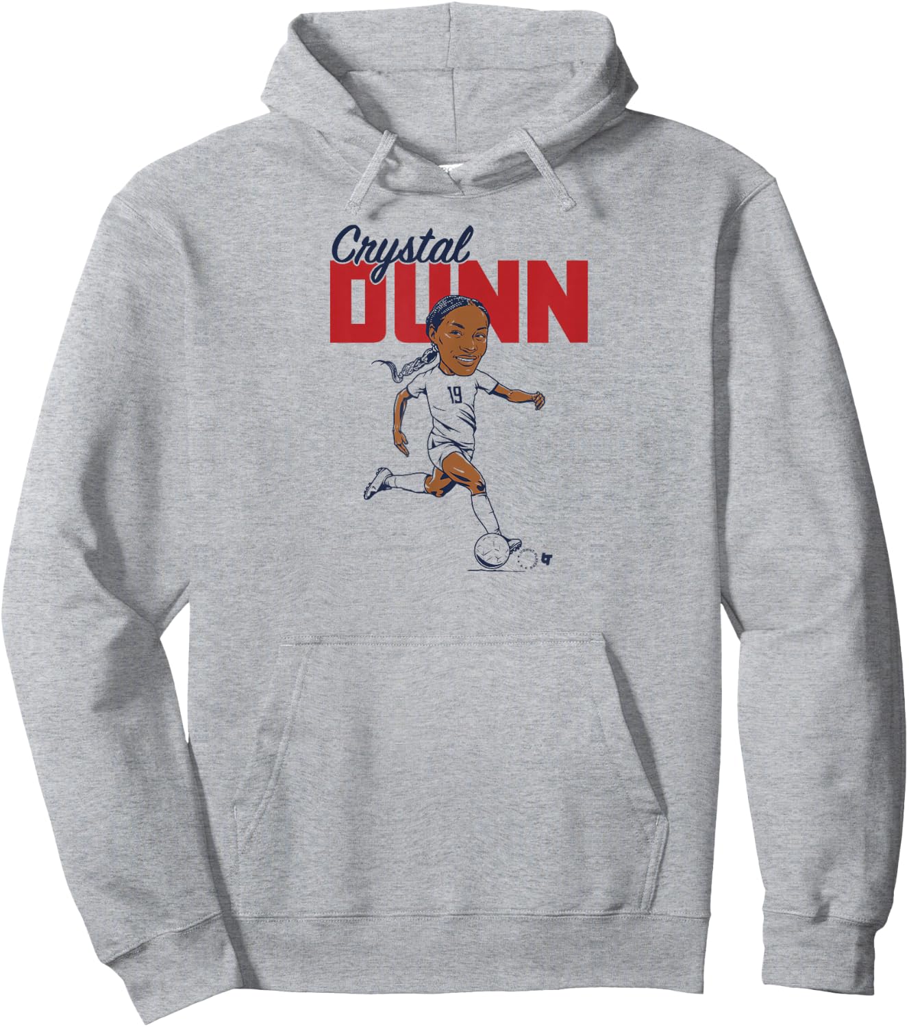 Crystal Dunn: Caricature - USWNT Players Association Soccer Hoodie - Hoodie | Ash