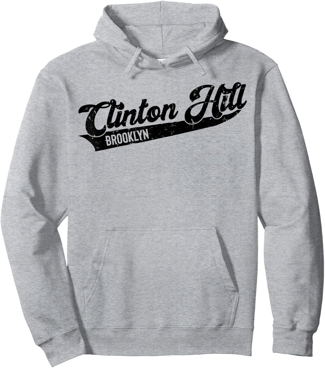 Clinton Hill Brooklyn Typographic Distressed Design. Hoodie - Hoodie | Ash