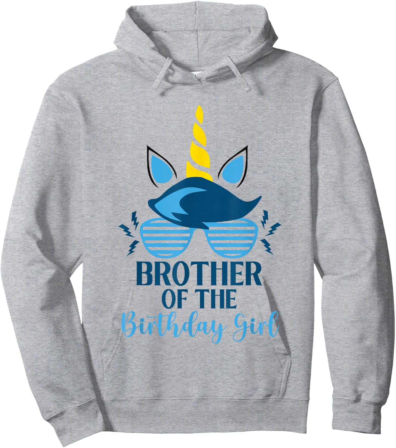 Unicorn Brother Of The Birthday Girl Themed Family Birthday Hoodie - Hoodie | Ash