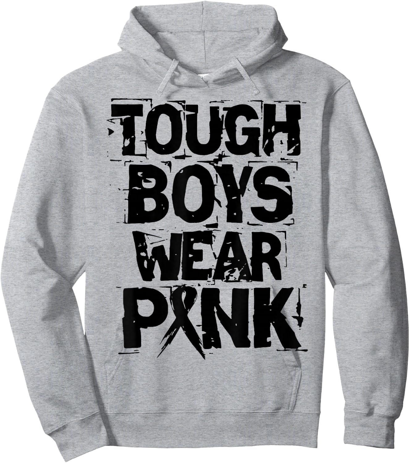 Tough Boys Wear Pink Funny Breast Cancer Awareness Men Kids Hoodie - Hoodie | Ash