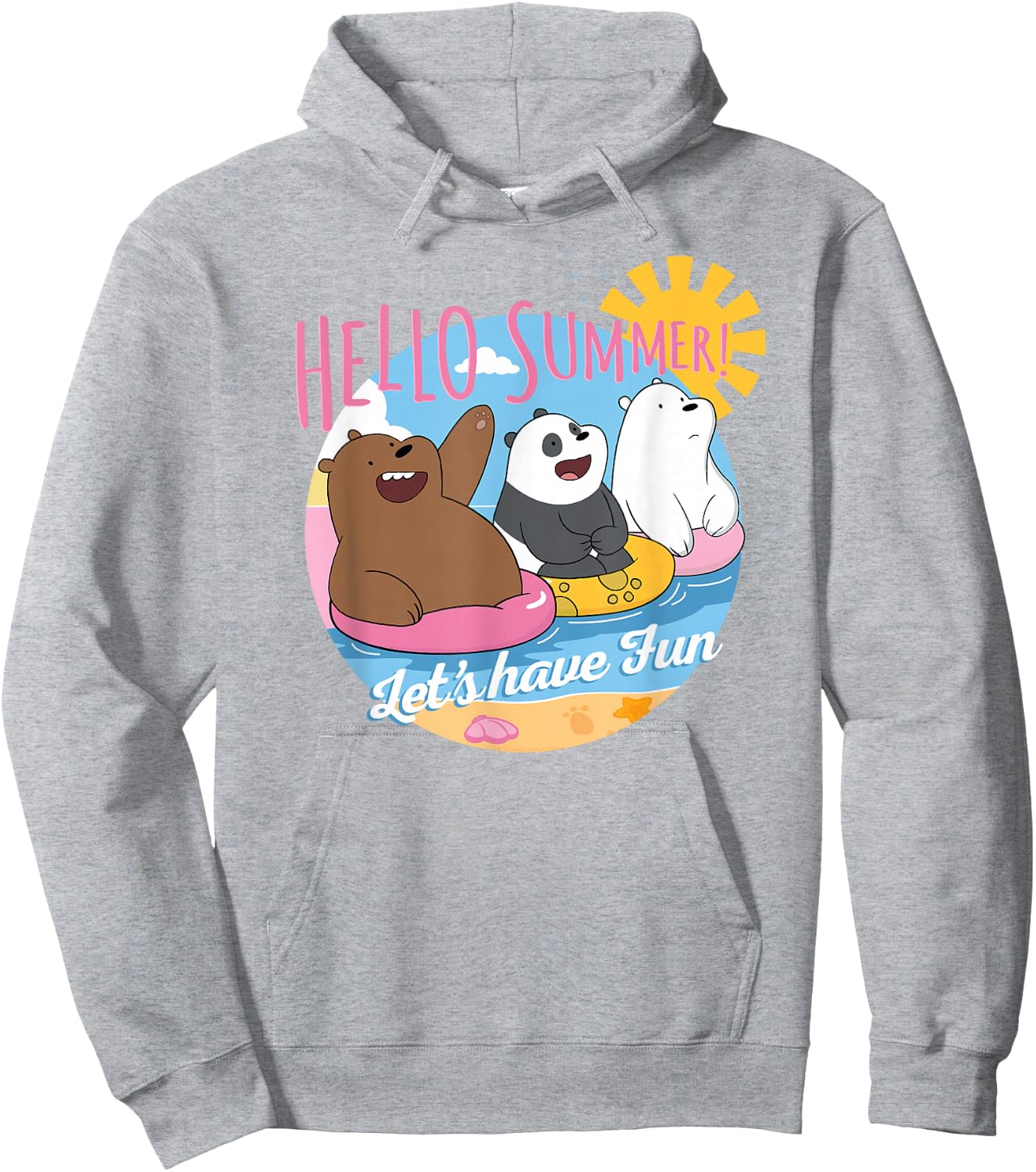 We Bare Bears Hello Summer! Grizz Panda Ice Bear Hoodie - Hoodie | Ash