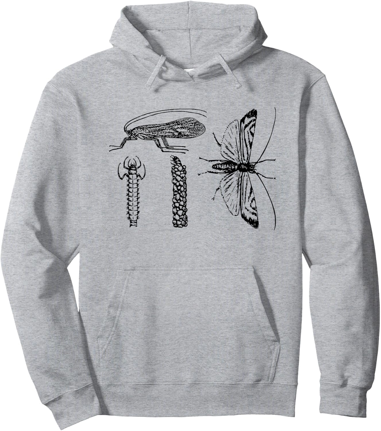 Entomology Caddis Fly Bug Graphic Hoodie - Hoodie | Ash