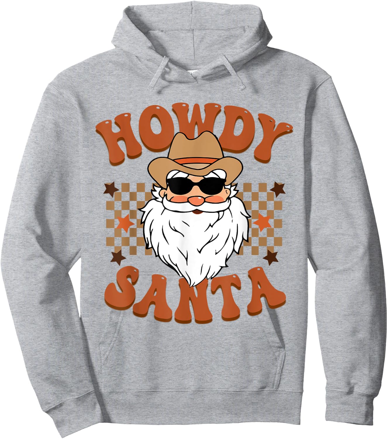 Retro Howdy Santa Cowboy Cowgirl Western Howdy Christmas Hoodie - Hoodie | Ash