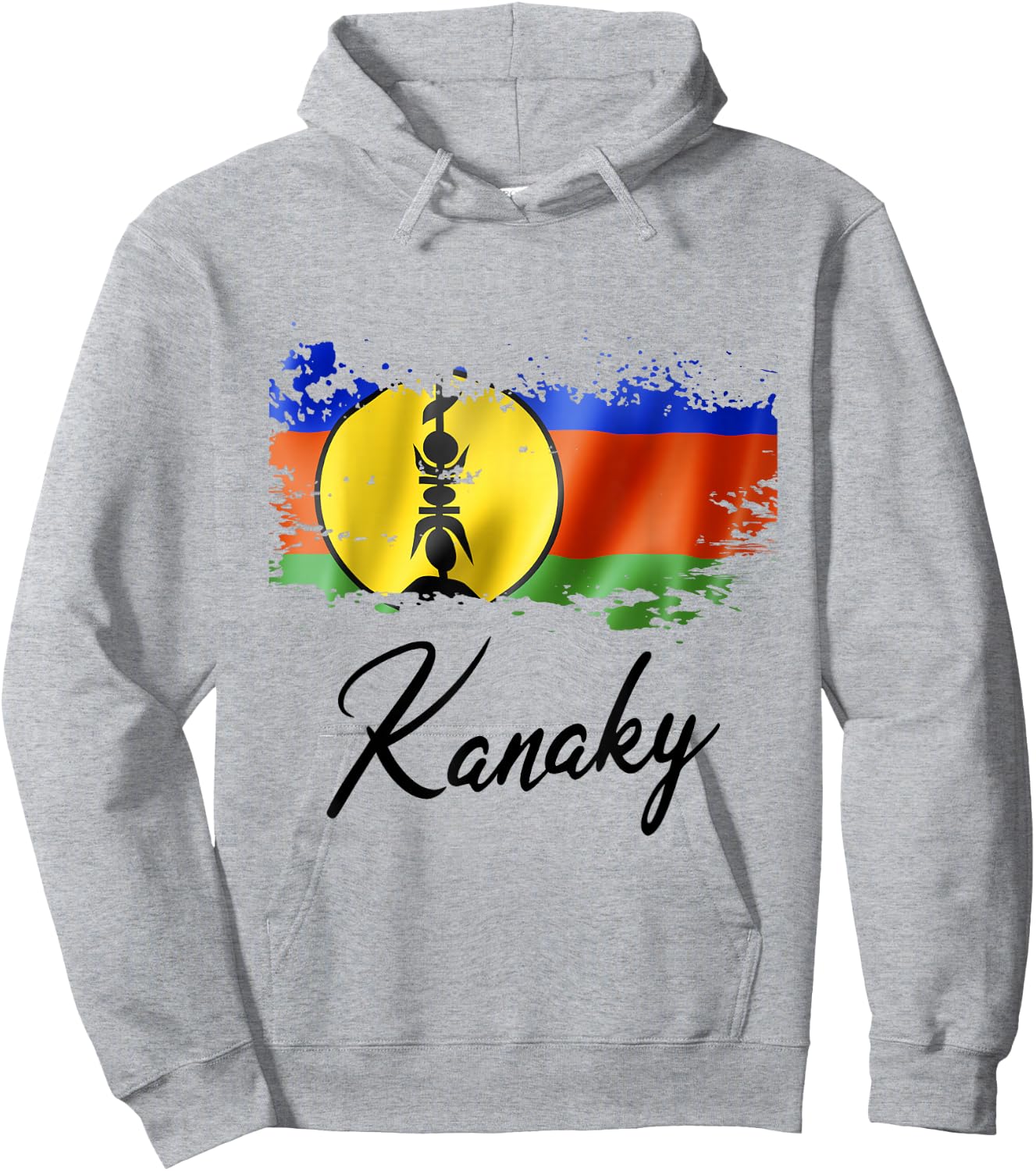 Flag Kanak New Caledonia Grunge Man Woman Child , Blue, S Hoodie - Hoodie | Ash