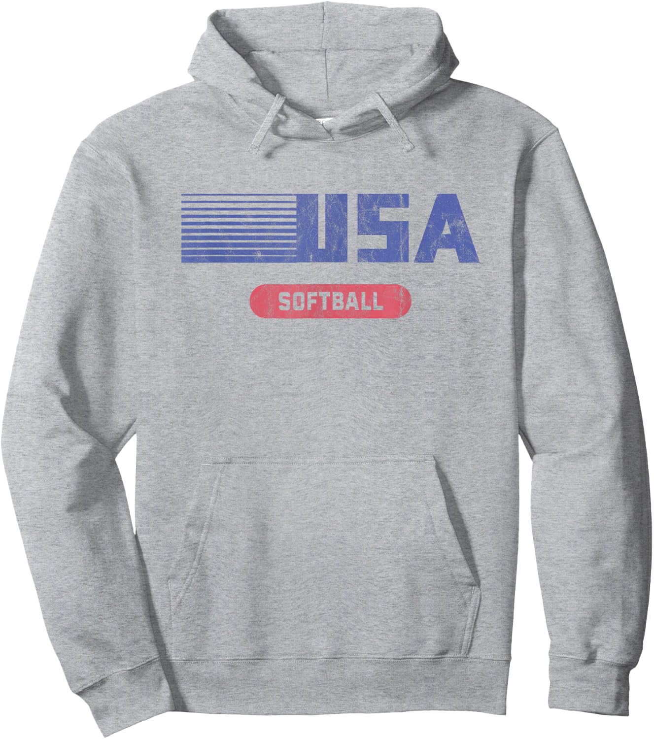 Retro USA 2020 Team American Softball Vintage Hoodie - Hoodie | Ash