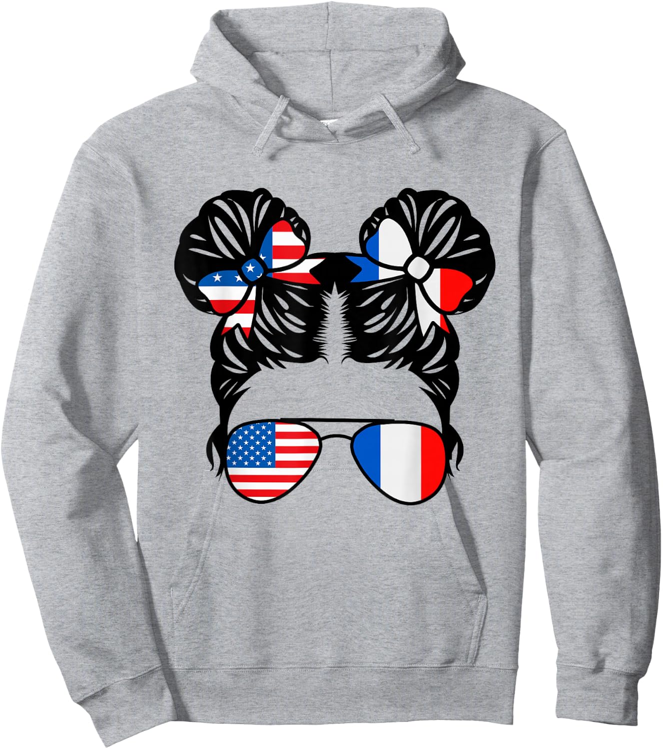 Half American Half French Girl USA France Flag Patriot Hoodie - Hoodie | Ash
