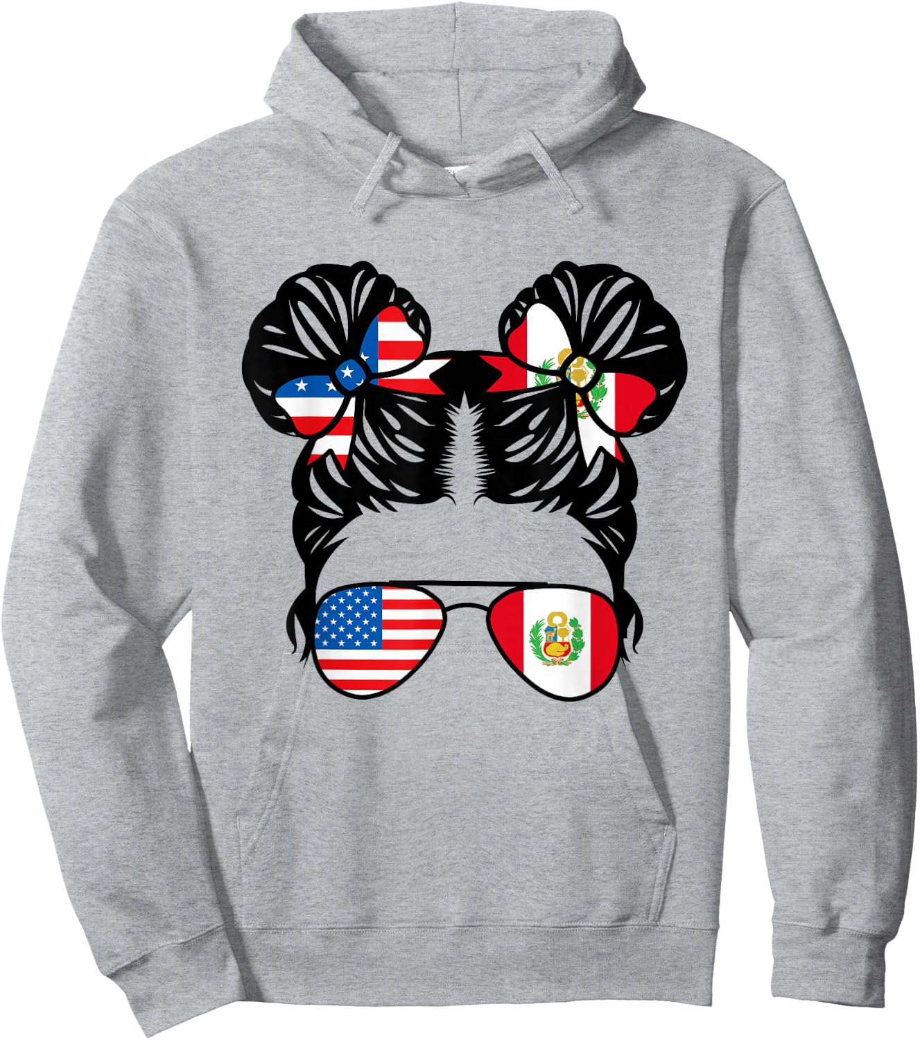 Half American Half Peruvian Girl USA Peru Flag Patriot Hoodie - Hoodie | Ash