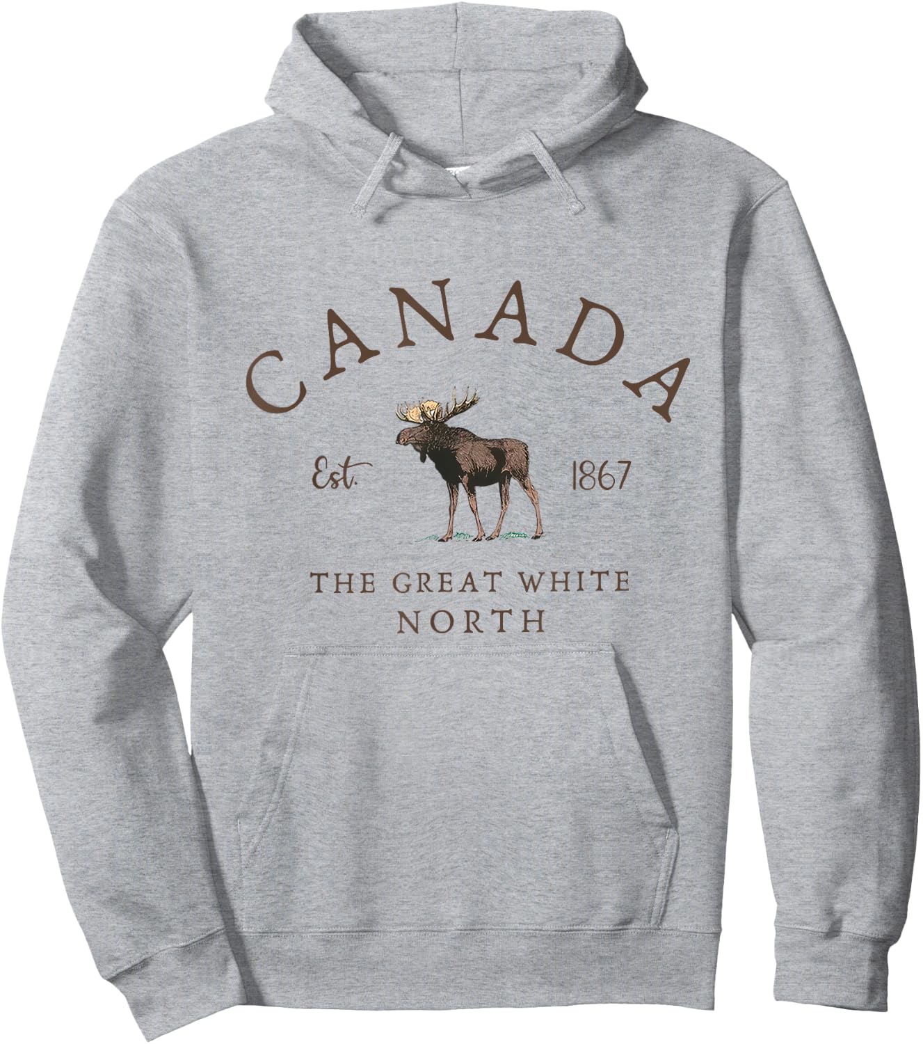 Vintage Moose Canada 1867 The Great White North Canada Day Hoodie - Hoodie | Ash