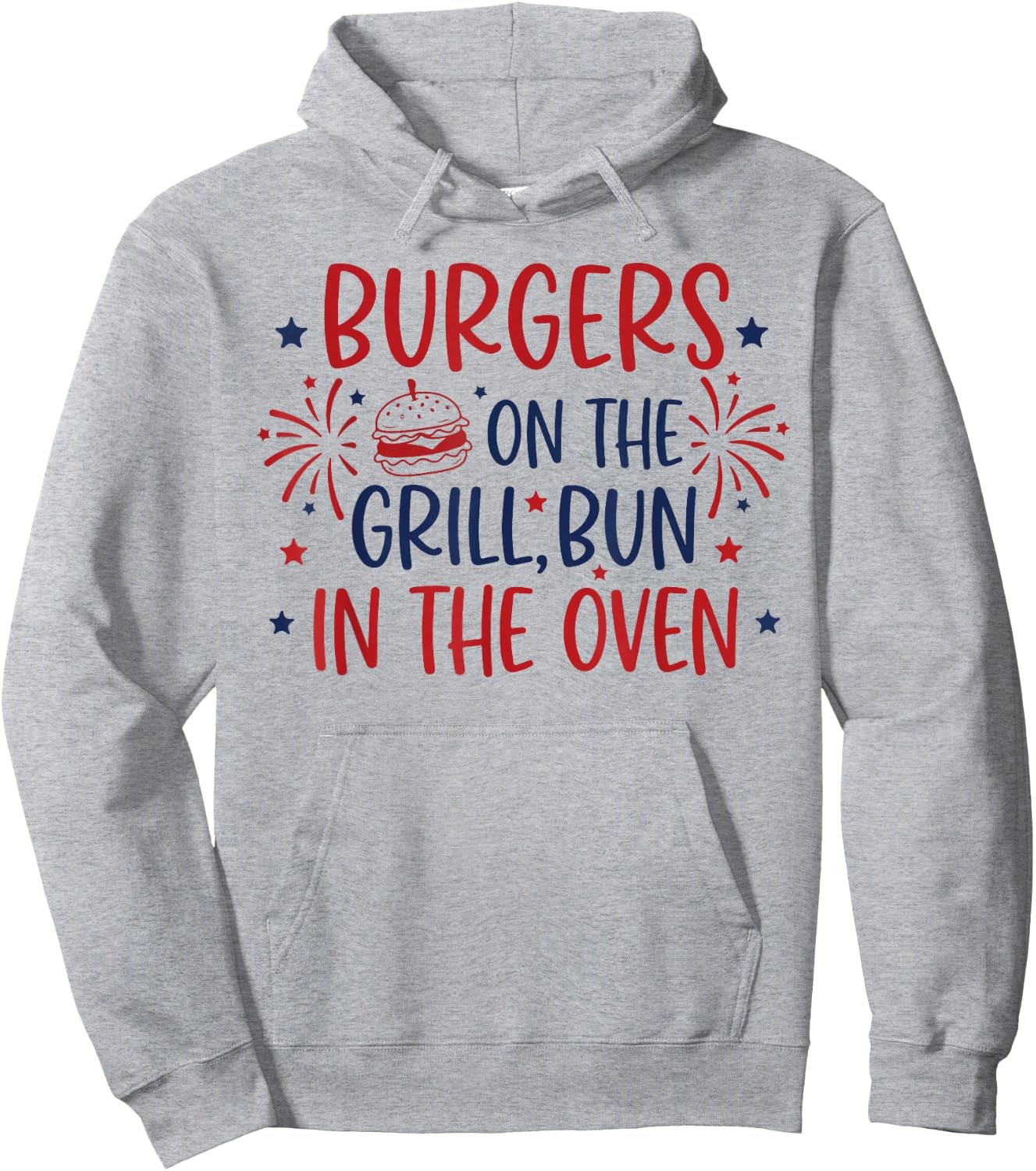Retro Burgers On The Grill Bun in The Oven Pregnant Hoodie - Hoodie | Ash
