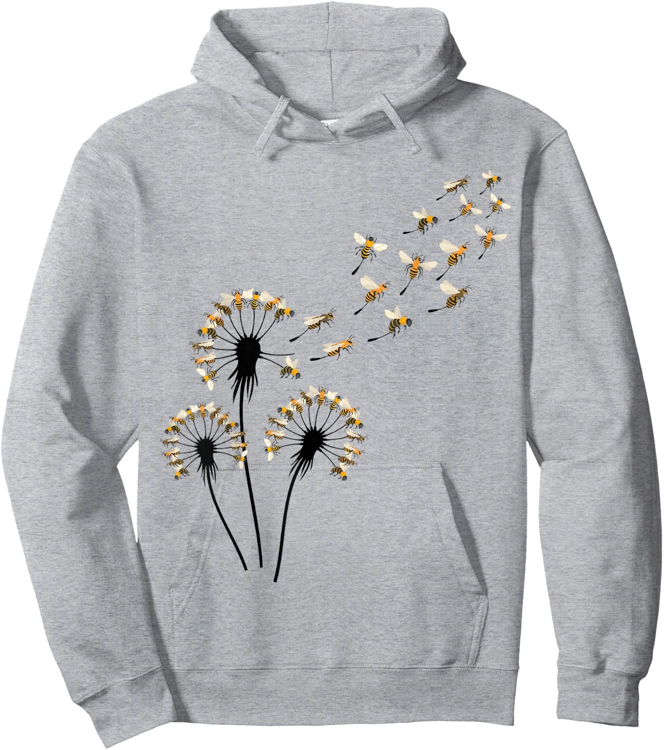 Bee Shirts Dandelion Bee Shirt for Bee Lover | Blue Floral Hoodie - Hoodie | Ash