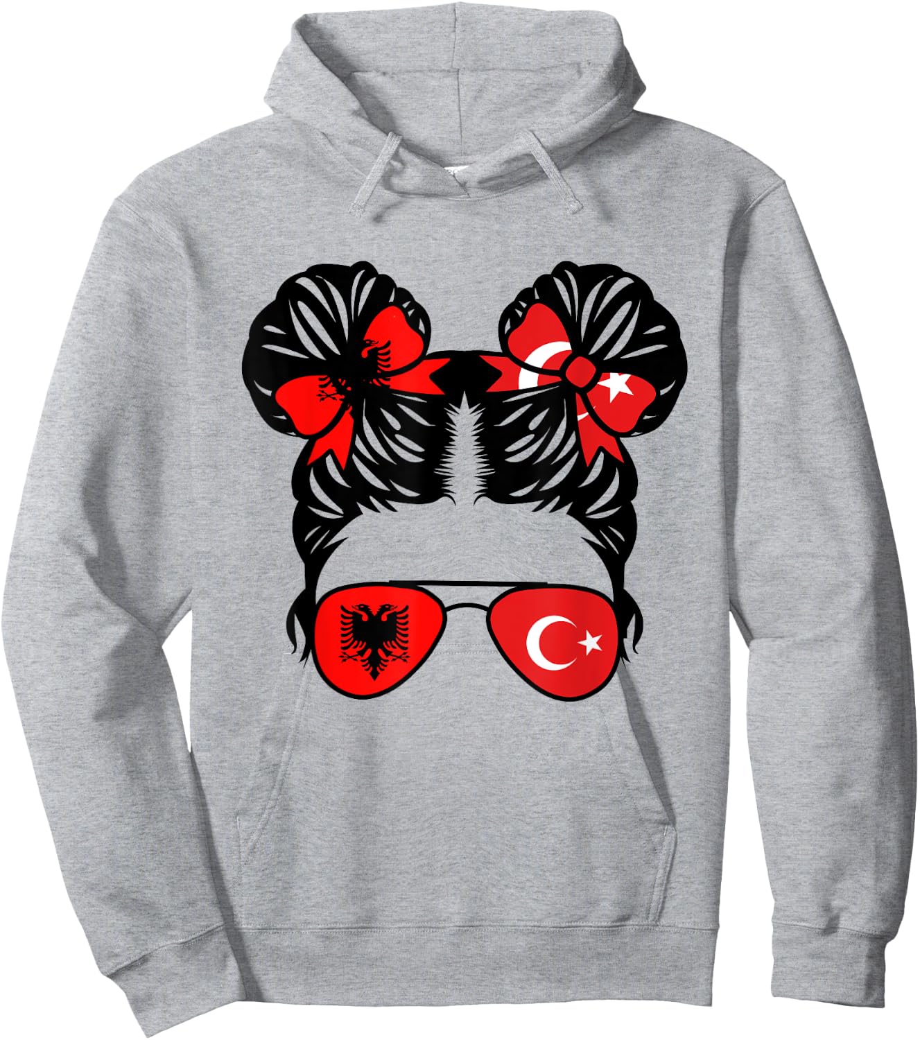 Half Albanian Half Turkish Girl Albania Kids Heritage Hoodie - Hoodie | Ash