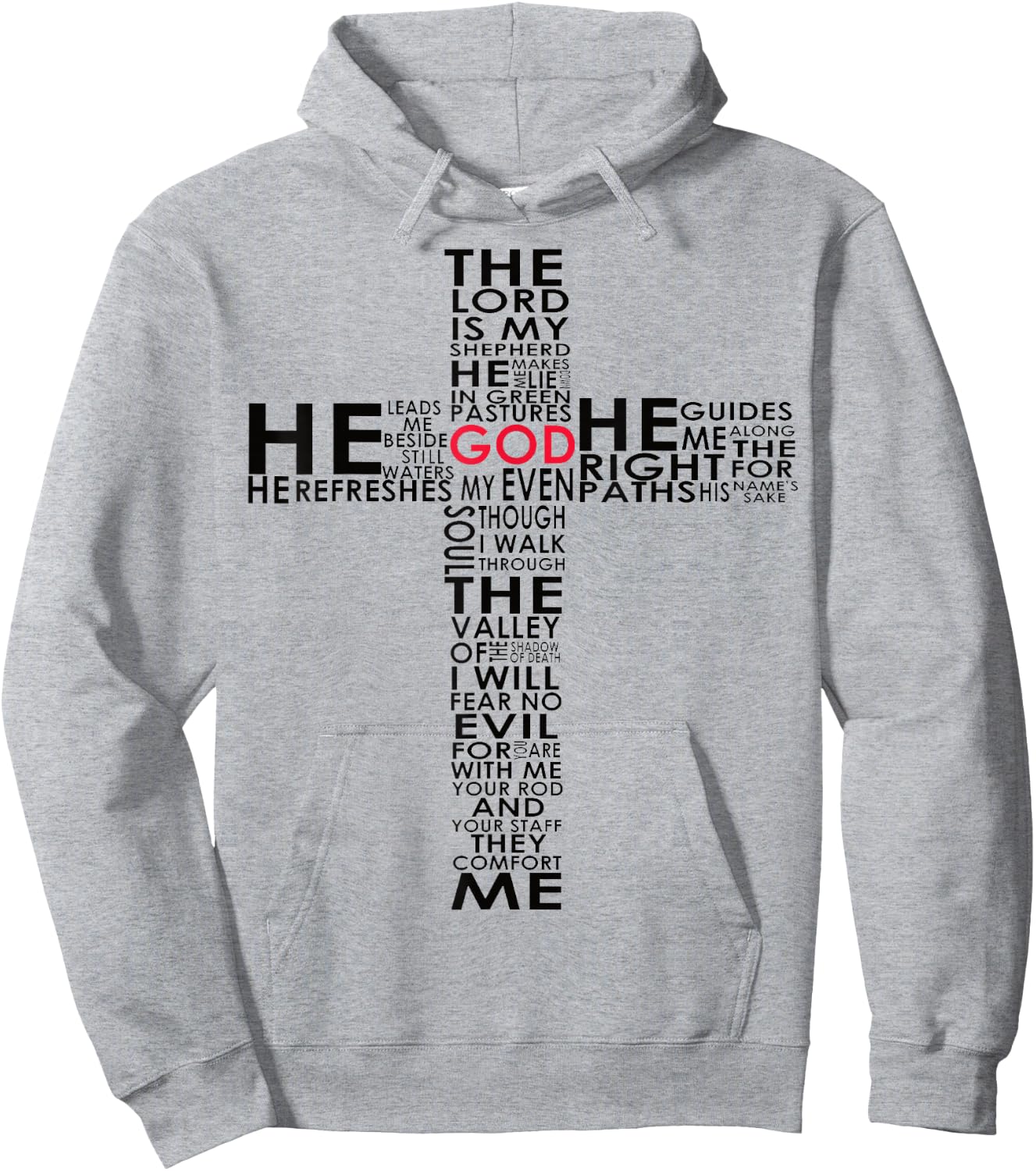 Psalm 23 Bible Verse in a Cross Design Christian Hoodie - Hoodie | Ash