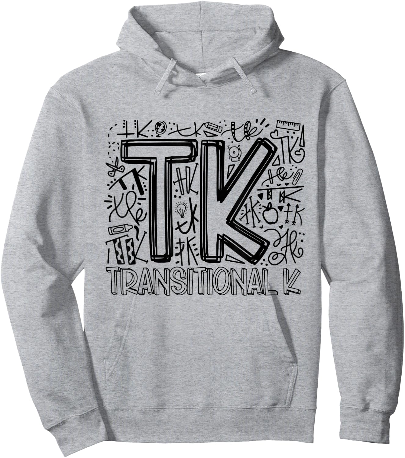 TK Transitional-Kindergarten Typography Back To School Hoodie - Hoodie | Ash