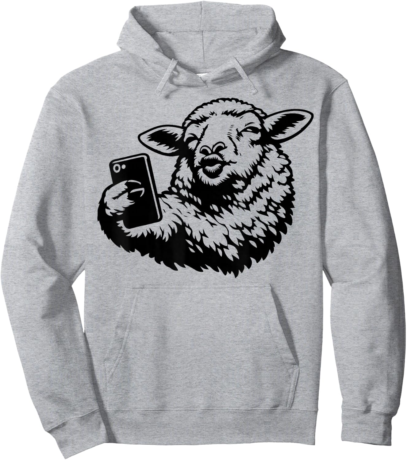 Funny Sheep Selfie Social Media Influencer Satire Graphic Hoodie - Hoodie | Ash