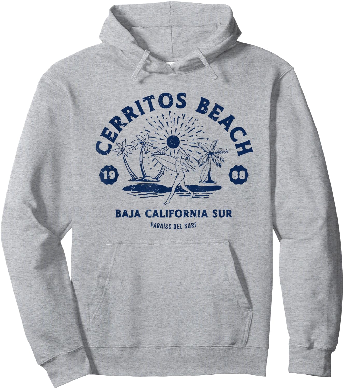Retro Surfing Cerritos Beach Baja California Sur Surfer Hoodie - Hoodie | Ash