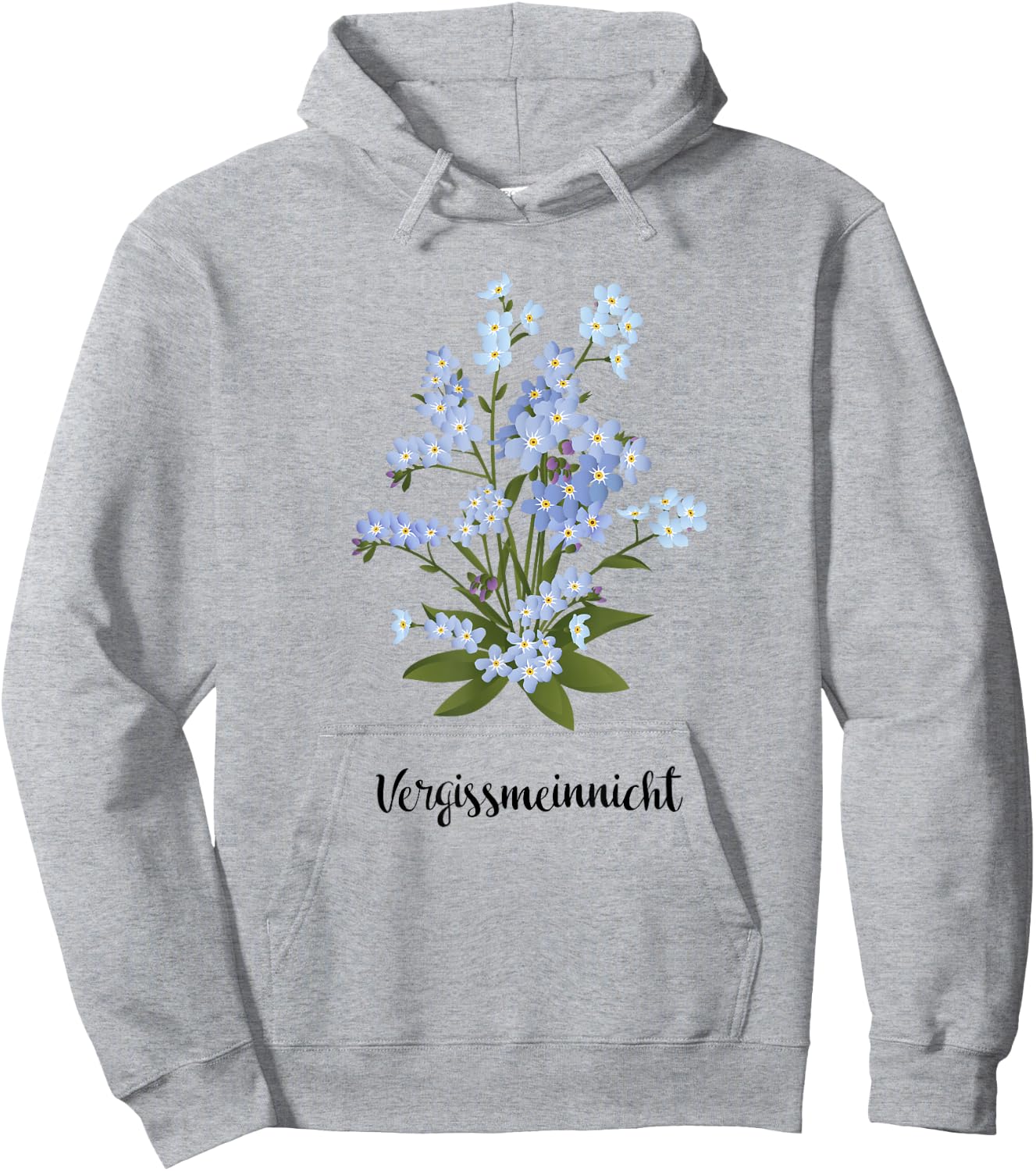 Forget Me Not Myosotis Garden Flowers Floral Ornament , gray Hoodie - Hoodie | Ash
