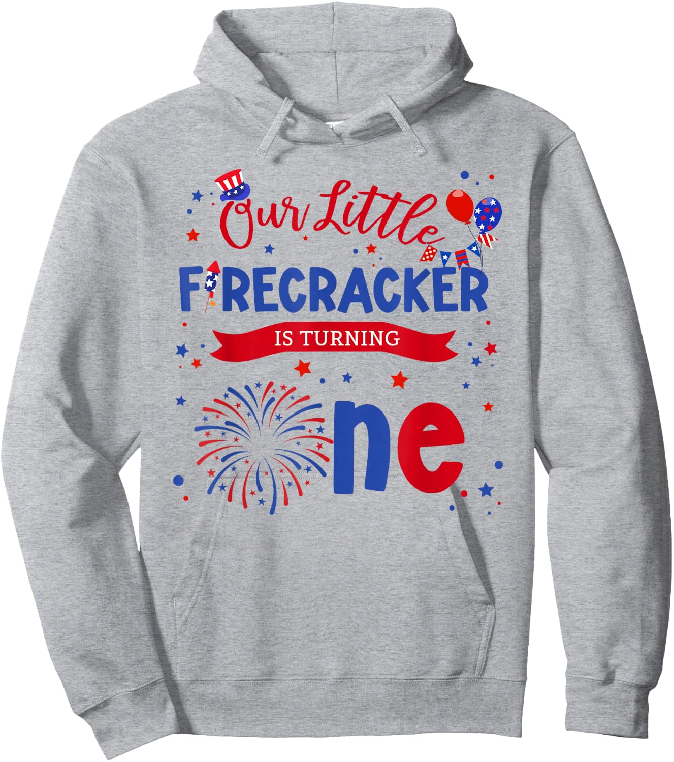 Our Little Firecracker is Turning One 4th July 1st Birthday Hoodie - Hoodie | Ash