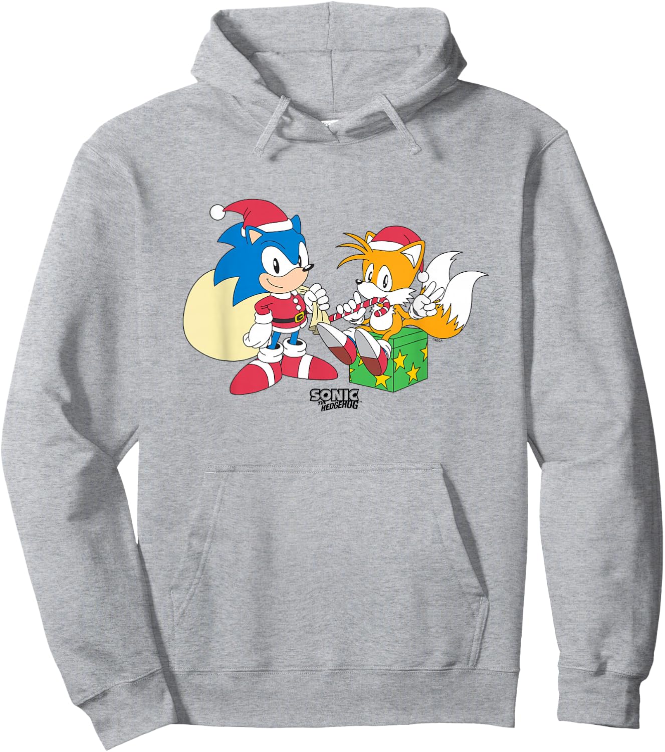 Sonic The Hedgehog Christmas Santa Hats & Gifts Logo Hoodie - Hoodie | Ash