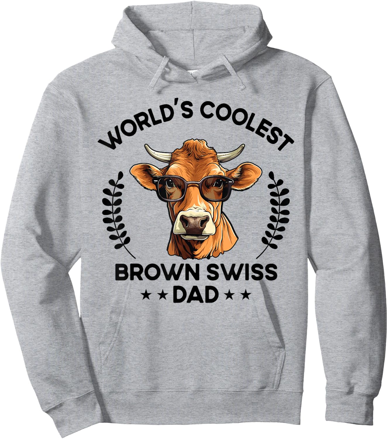 World's Coolest Cow Dad Papa - Men Farmer Brown Swiss Hoodie - Hoodie | Ash
