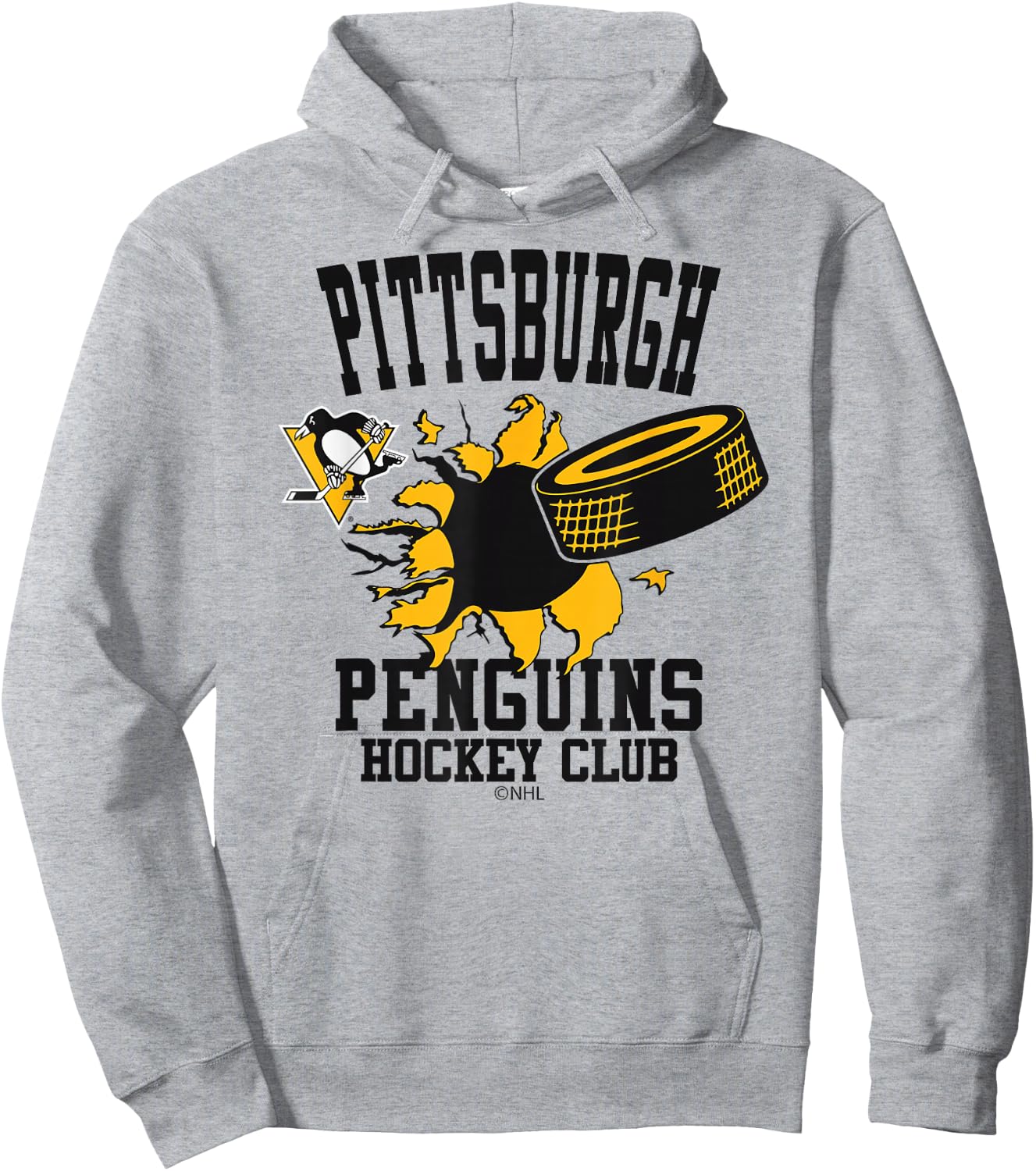 Pittsburgh Penguins Hockey Puck Burst Gray Hoodie - Hoodie | Ash