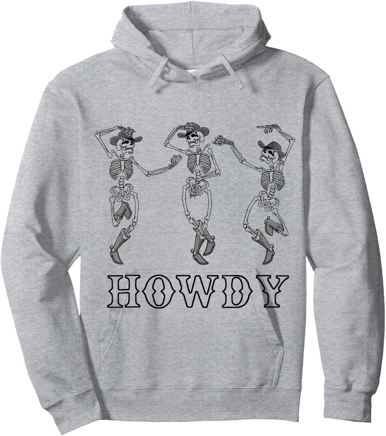 Retro Howdy Skeleton Cowgirl Dancing Cowboy Boots Horse Hoodie - Hoodie | Ash