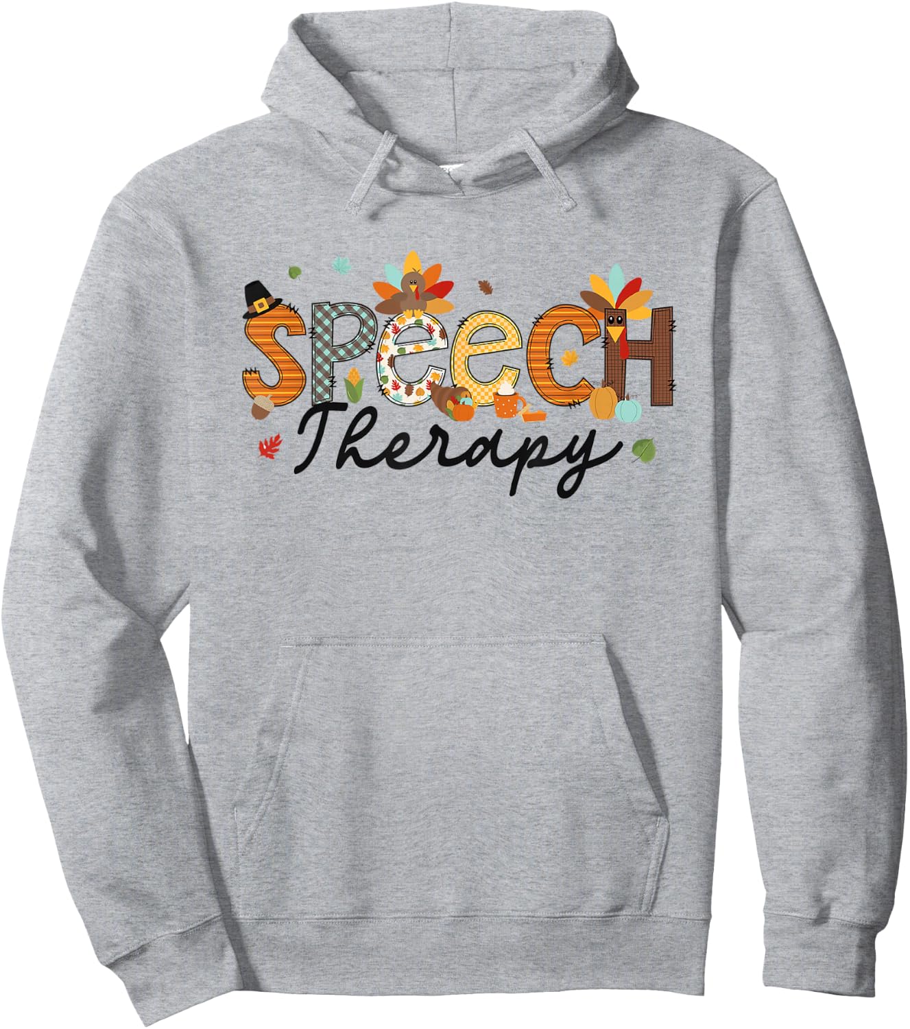 Thanksgiving Speech Therapy Thankful SLP Turkey Speechie Hoodie - Hoodie | Ash