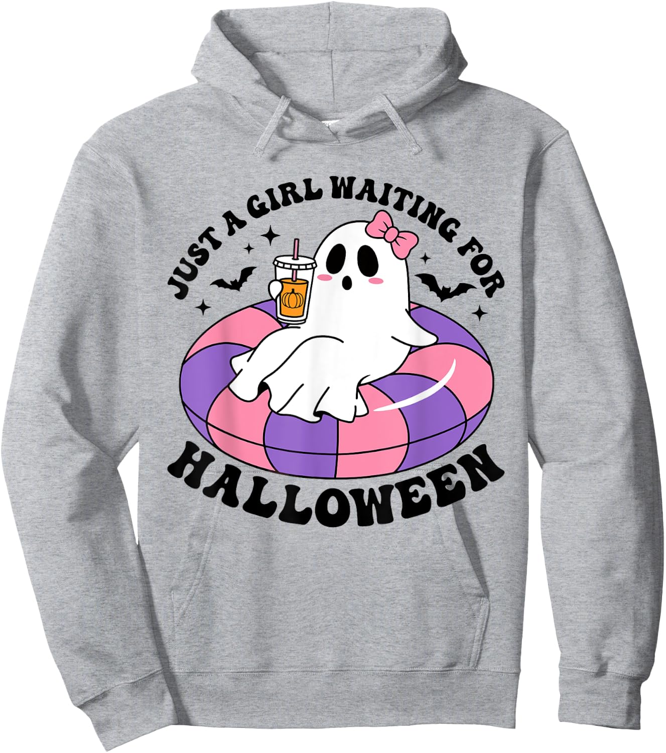 Just A Girl Waiting For Halloween Ghost Spooky Vibe Summer Hoodie - Hoodie | Ash