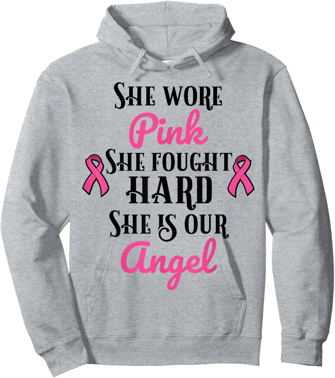 Breast Cancer Remembrance Angel Hoodie - Hoodie | Ash